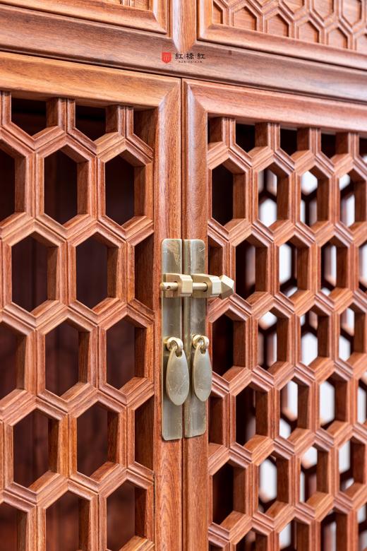 红桥红  家具严选  缅甸花梨（大果紫檀）【188 龟背纹亮格柜】 商品图4