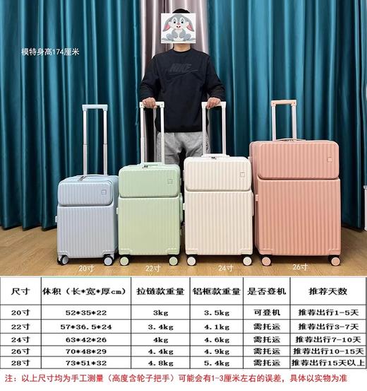 自然醒前置开口登机行李箱女20寸小型旅行箱万向轮商务密码拉杆箱SY 商品图12