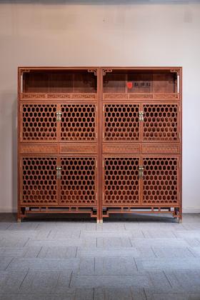 红桥红  家具严选  缅甸花梨（大果紫檀）【188 龟背纹亮格柜】