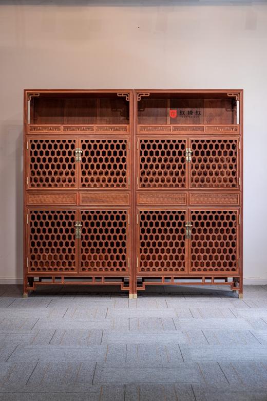 红桥红  家具严选  缅甸花梨（大果紫檀）【188 龟背纹亮格柜】 商品图0