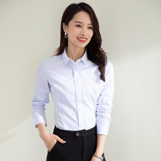 【全棉免烫】罗蒙女士长袖衬衫经典条纹百搭舒适简约大方衬衫上衣女 商品图3