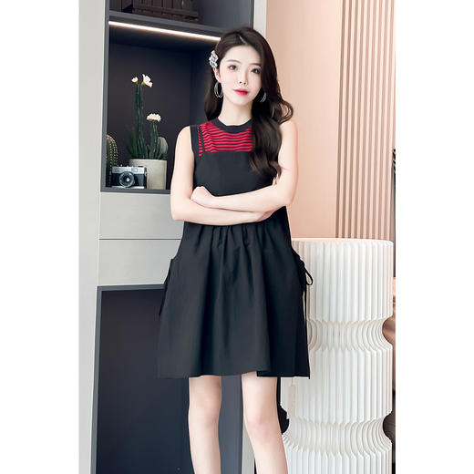 【严选】诗凡黎圆领条纹针织背心2024夏新款高级感漂亮小众设计感上衣SF6131691 商品图2