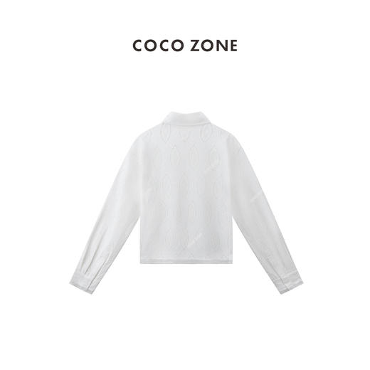 COCO ZONE "钩花衬衫“时尚翻领单排扣衬衫休闲百搭长袖上衣CC2B0997 商品图1