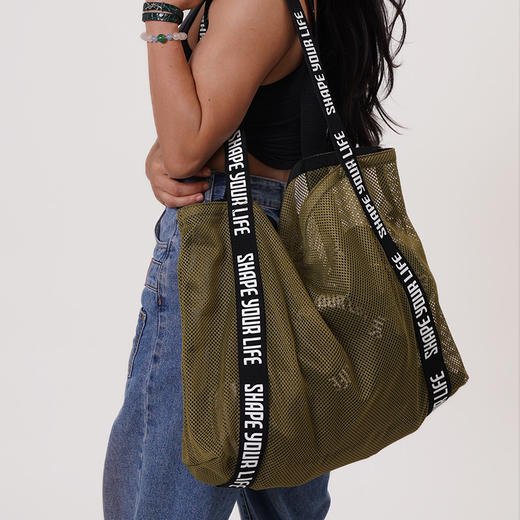 【趁早文创】Kiera Ye by 趁早单层撞色阳光包健身运动斜挎单肩包户外休闲瑜伽包网袋手提沙滩包 商品图1