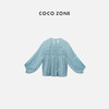 COCO ZONE"蓝娃娃衫“薄款设计感褶皱长袖衬衫圆领长袖上衣CC1B1231 商品缩略图0