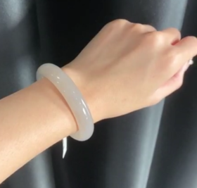 和田玉手镯-冰烟紫