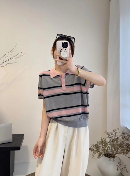 女彩条针织上衣807 商品图0