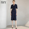 IWY/时尚藏青色绑带西装连衣裙工装裙通勤短袖夏高个子170气质长裙242033Q1 商品缩略图0