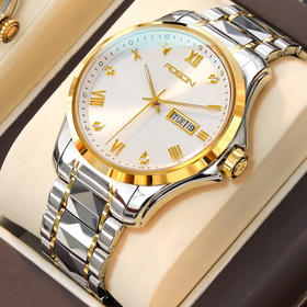 劳士顿（ROSDN）日志系列520情人节礼物瑞士风手表男机械表品牌男士手表商务十大 旗舰加强版-间金钨钢-进口机芯G2643