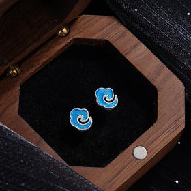 子佩集S990银【云锦】耳钉【CED5】纯银珐琅彩2405