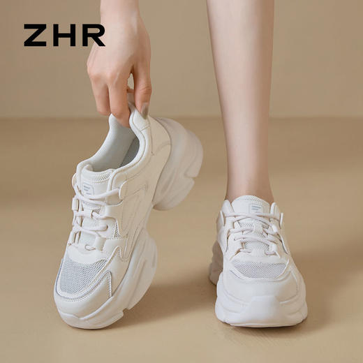 ZHR则则厚底老爹鞋女夏季新款网洞透气运动休闲鞋小个子增高女鞋 商品图5