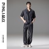 PINLI品立夏季新款宽松翻领牛仔短袖衬衫雅痞男士休闲衬衣潮GD242313308 商品缩略图3