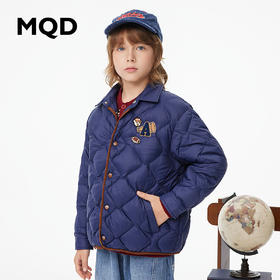 【MQD】童装男童羽绒服冬装压纹翻领白鸭绒短款早春轻薄羽绒衬衫