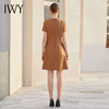 IWY/夏季短袖纯色连衣裙女美拉德立体感走线西装裙时尚OL职业装裙Q1061 商品缩略图2