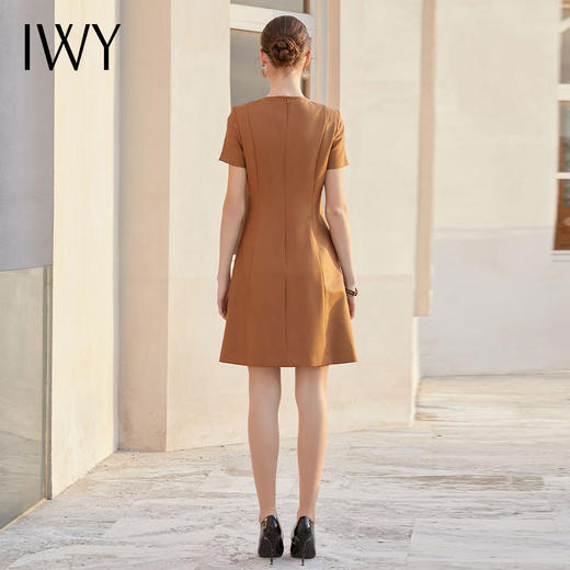 IWY/夏季短袖纯色连衣裙女美拉德立体感走线西装裙时尚OL职业装裙Q1061 商品图2