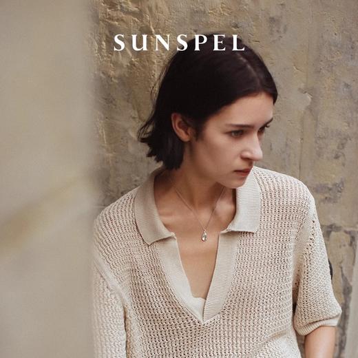 【亚麻系列】SUNSPEL女士春夏亚麻网眼V领半袖Polo衫 商品图1