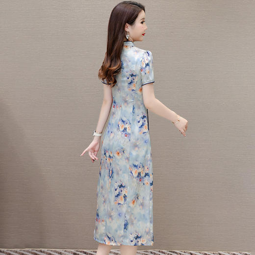 印花改良旗袍连衣裙，气质优雅短袖中长裙QYM-KED-H1867 -Y 商品图2