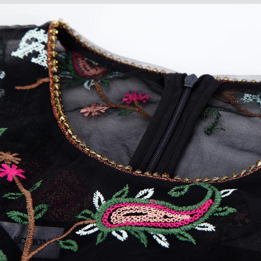 RF8F6斯尔丽2021年瑟俪春季新款圆领合体小A十字绣连衣裙 商品图4