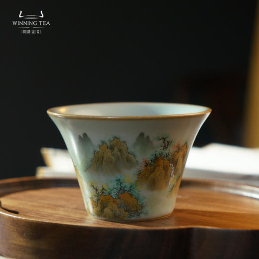 问鼎汝瓷天青癸卯马蹄杯（千山夕影） 商品图0