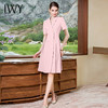 IWY/粉色西装连衣裙女夏季短袖职业装播音艺考正装收腰气质裙Q1165 商品缩略图4