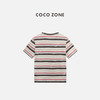 COCO ZONE “彩条”夏季条纹圆领短袖T恤宽松显瘦上衣CC1B1331 商品缩略图1