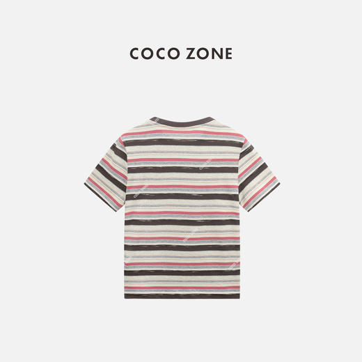 COCO ZONE “彩条”夏季条纹圆领短袖T恤宽松显瘦上衣CC1B1331 商品图1