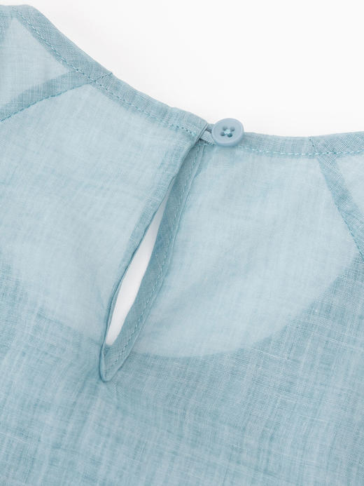 COCO ZONE"蓝娃娃衫“薄款设计感褶皱长袖衬衫圆领长袖上衣CC1B1231 商品图6