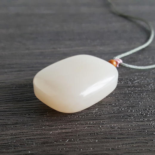 【天然正品】天然青海料平安无事牌和田玉藕粉玉吊坠项链32.9*25.7*12.2MM（皆取最大值）160123XY04+ 商品图1