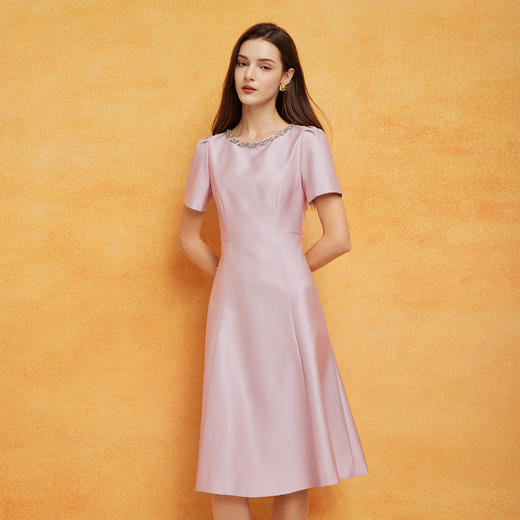 PF8C4斯尔丽2024新款法式优雅丝毛小礼服收腰放摆显高显瘦浪漫连衣裙 商品图2