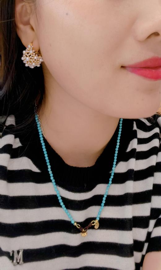 设计师唯美法式纯手工小米珠子耳环 商品图0