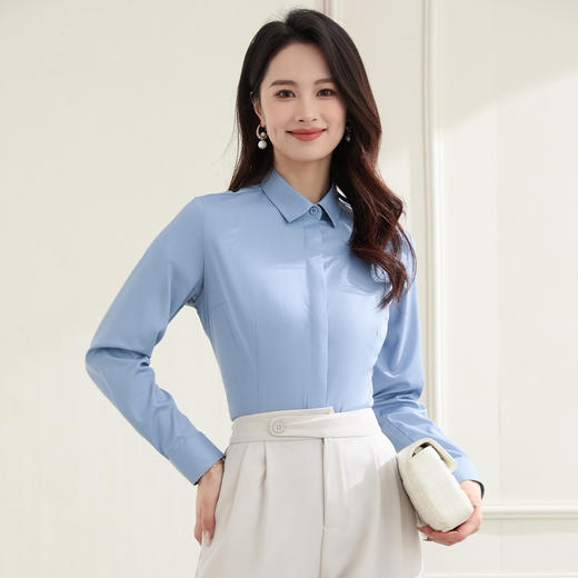 【含莫代尔】罗蒙女士长袖衬衫多色可算简约商务职场通勤衬衫开衫女 商品图10