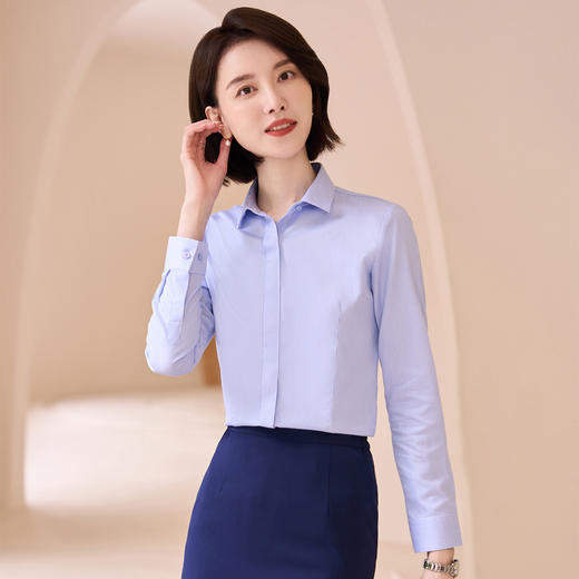 【全棉免烫】罗蒙女士长袖衬衫经典条纹百搭舒适简约大方衬衫上衣女 商品图8