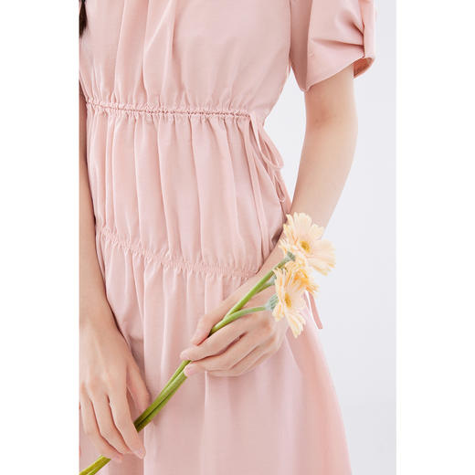 【严选】诗凡黎方领粉色连衣裙2024夏新款流行漂亮好看小众设计气质裙子女SF6191561 商品图3