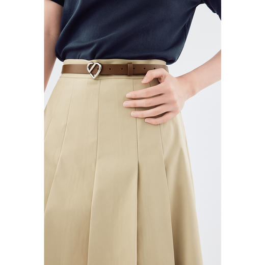 【严选】诗凡黎miu系卡其学院风百褶半身裙2024夏新款高级感好看中长裙女7F6140011 商品图3