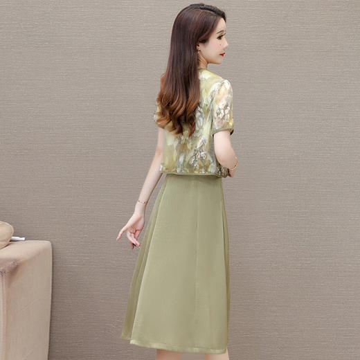 时尚两件套连衣裙，印花短袖外套+内搭无袖连衣裙QYM- LRX-822472-Y 商品图2