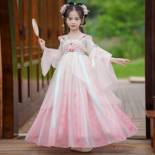 女童古装汉服夏款超仙中国风唐装刺绣公主裙LS-23P2318 商品图1