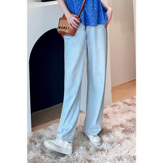 【严选】诗凡黎薄款显瘦直筒牛仔裤2024夏新款小个子设计感宽松流行长裤女SF6150651 商品图2