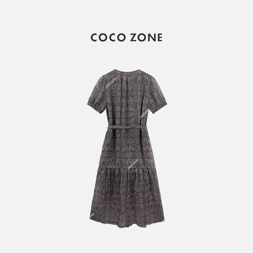 COCO ZONE 法式复古圆领连衣裙气质单排扣长裙CC1B1344 商品图1