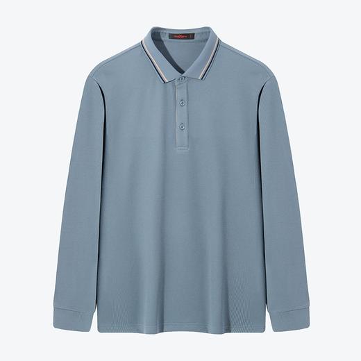 【不变形领】【索罗纳】柒牌华夫格长袖polo衫男2024春季新款商务休闲翻领上衣	126T73030 商品图4