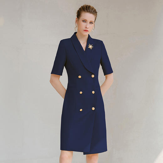 IWY/气质售楼部短袖西装连衣裙女显瘦职业裙装律师上班通勤工作裙Q14268 商品图3