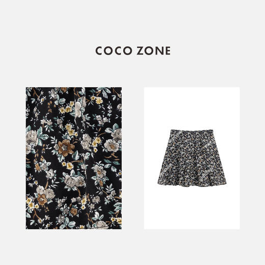 COCO ZONE "碎花裙“夏季时尚松紧腰碎花短裙百搭A字裙CC1B1315 商品图2