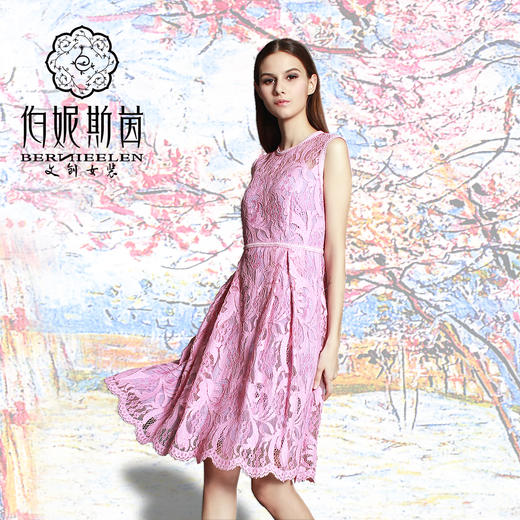 【伯妮斯茵】162S259--粉色连衣裙--盛开的桃花--《生命之美-梵高的花园》 商品图0