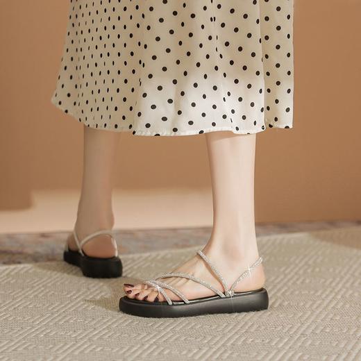 ZHR洋气百搭水钻凉鞋2024新款夏季超软沙滩凉拖舒适一脚蹬凉鞋女 商品图7