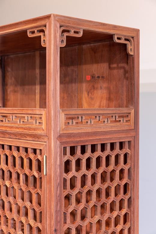 红桥红  家具严选  缅甸花梨（大果紫檀）【188 龟背纹亮格柜】 商品图6
