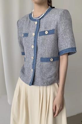 Le Malene ins风气质圆领小香短袖外套 16199