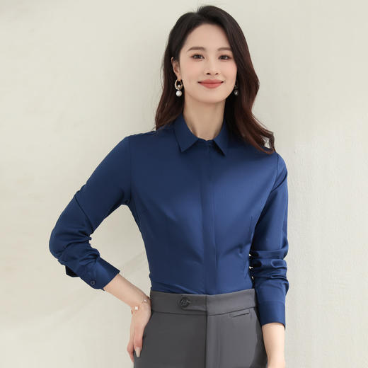 【含莫代尔】罗蒙女士长袖衬衫多色可算简约商务职场通勤衬衫开衫女 商品图7