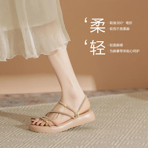 ZHR洋气百搭水钻凉鞋2024新款夏季超软沙滩凉拖舒适一脚蹬凉鞋女 商品图3