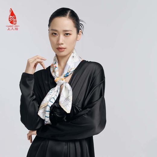 SAINTJOY/上久楷真丝方巾 双面印花真丝方巾  浪漫音符 FJS24022 商品图0