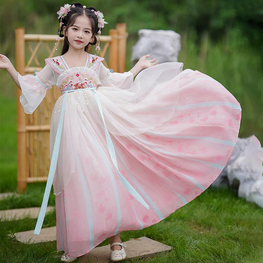 女童古装汉服夏款超仙中国风唐装刺绣公主裙LS-23P2318 商品图2