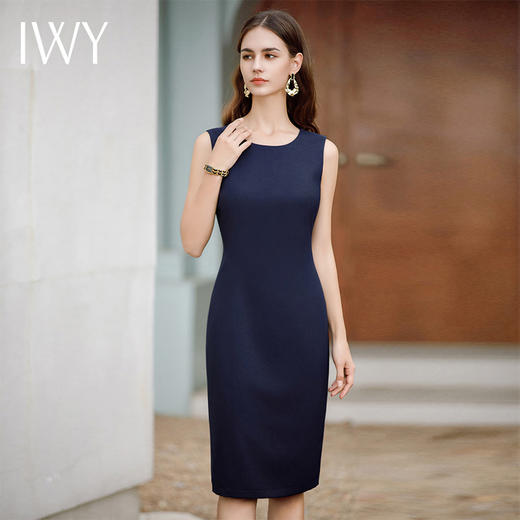 IWY/西装职业连衣裙女无袖内搭背心裙通勤藏青色显瘦中配西装Q1077 商品图3